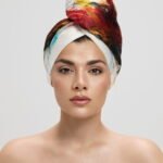 Тюрбан Бял артист от La Cocona, тюрбани за коса от сатен